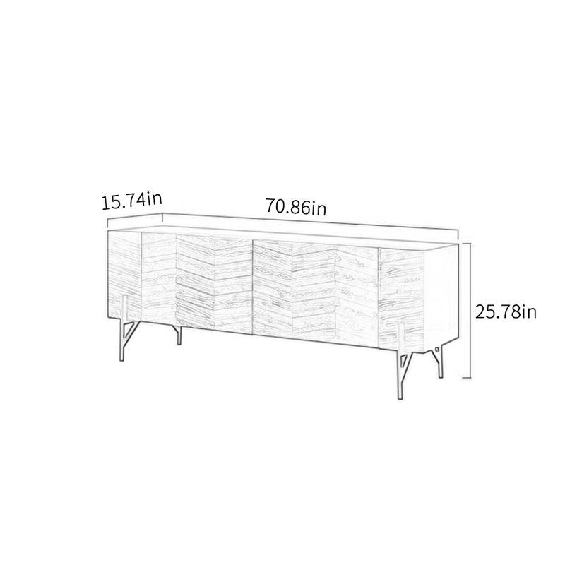 Meuble télé en bois massif Fishbone Design, 70.86"