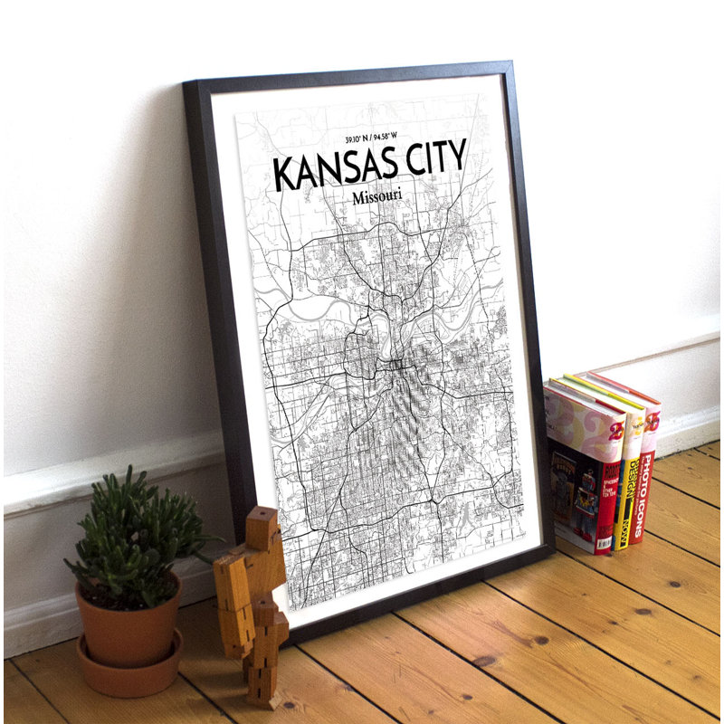 Kansas City Map - No Frame Print, 91cm H x 61cm W x 0.13cm D