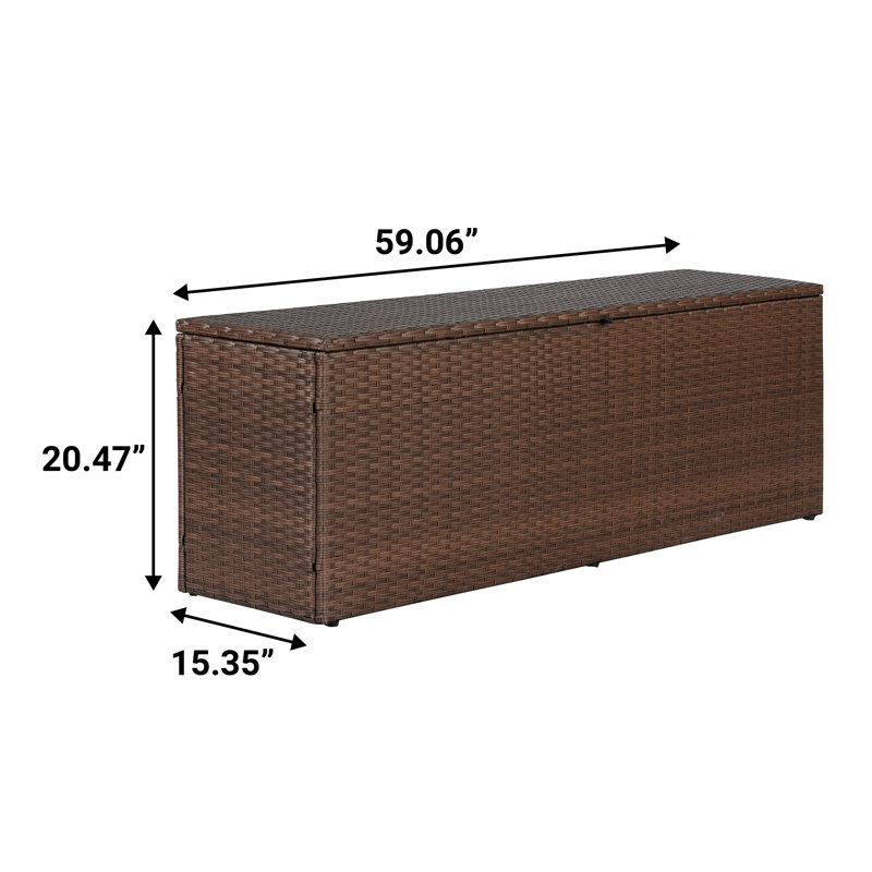 Brown Wicker and Steel Lockable Deck Storage Box