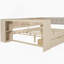 Lit plateforme simple en bois avec tablettes de rangement, tiroirs, station de charge et tête de lit tapissier, crème-867434557-867434554