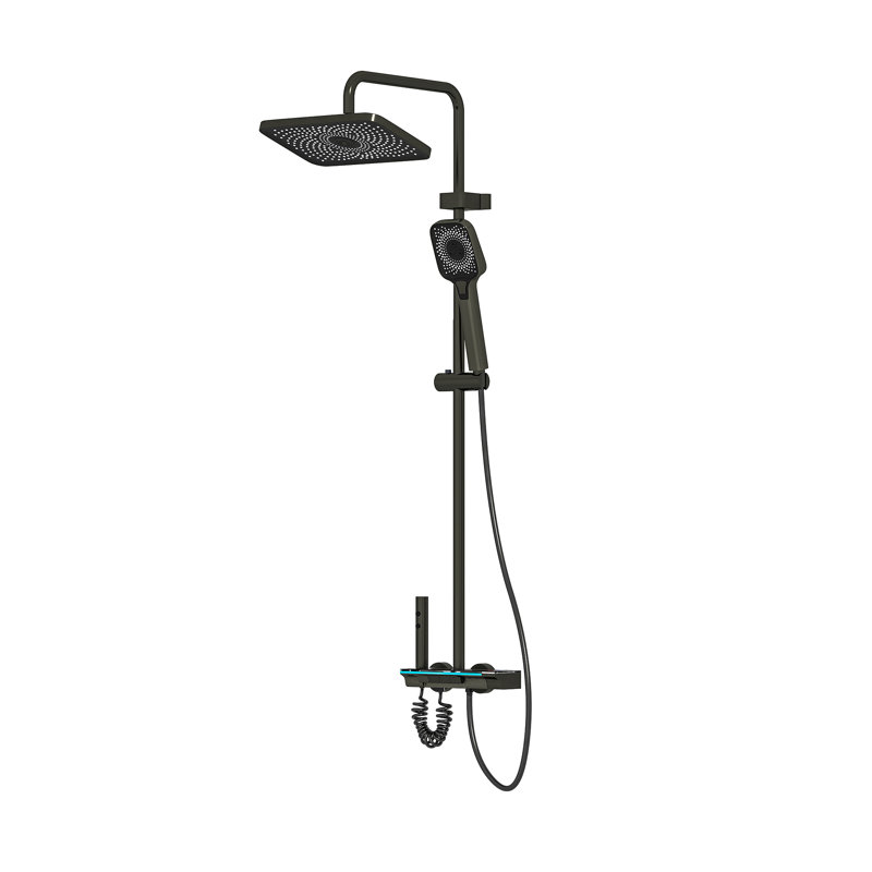 Thermostatic Shower System With Adjustable Slide Bar, Rainfall Shower Head, Multi-Function Handheld & Spray Gun