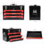 20" Portable 3 Drawer Metal Tool Chest, Black&Red, Bearing Slide, Latch, Practical Storage Option Steel Box, Portable, Robust Solution