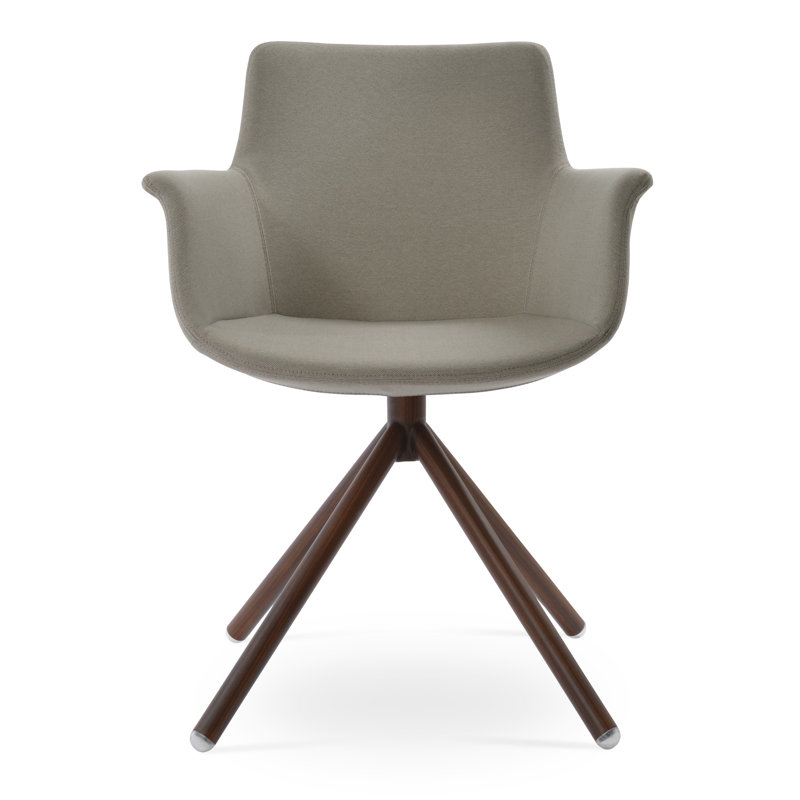 Bottega 18'' H Wool Upholstered Metal Armchair, Black, Dark Gray