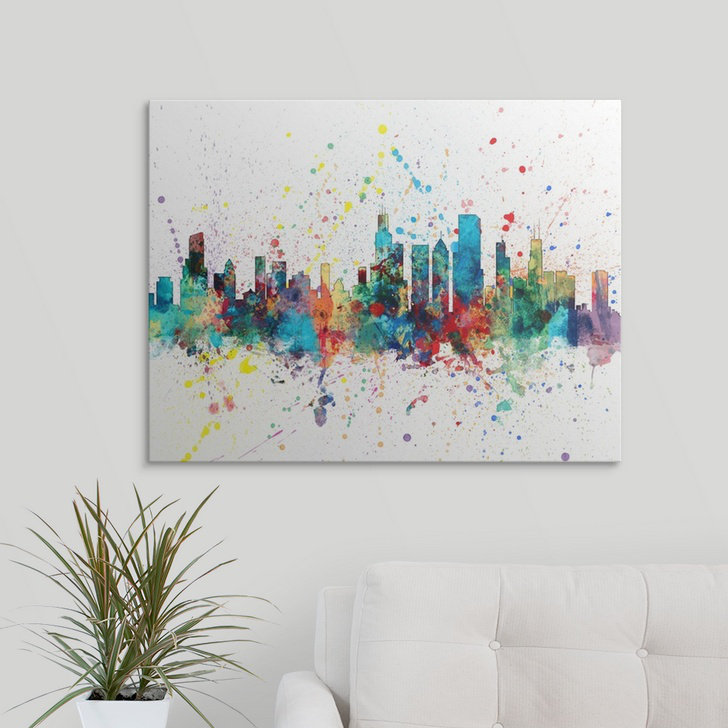 «Chicago Illinois Skyline» par Francy, impression, H 12 po x l 16 po x P 1,5 po, Toile