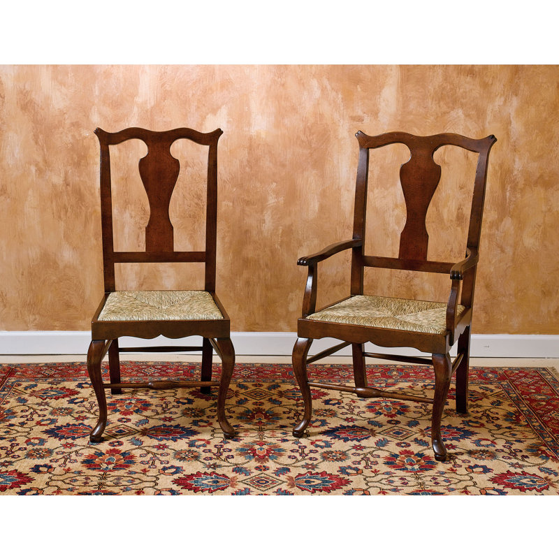 Chaise avec accoudoirs arrière brun/beige reine anne