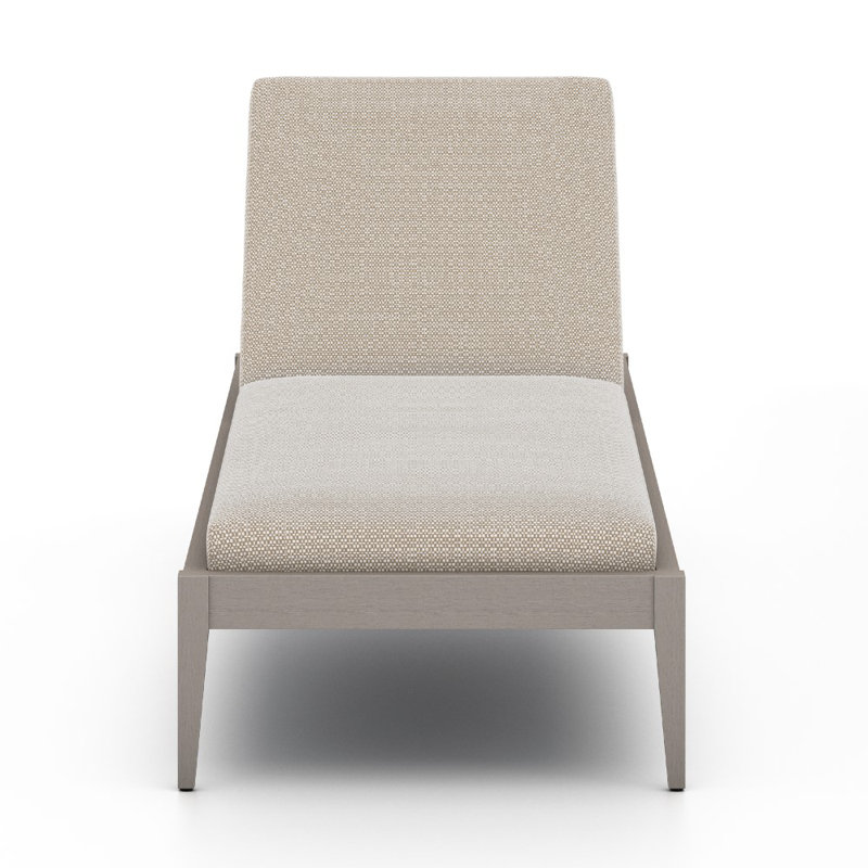 Sherwood Outdoor Teak Chaise Lounge, Faye Sand, Weathered Gray/Dark Gray