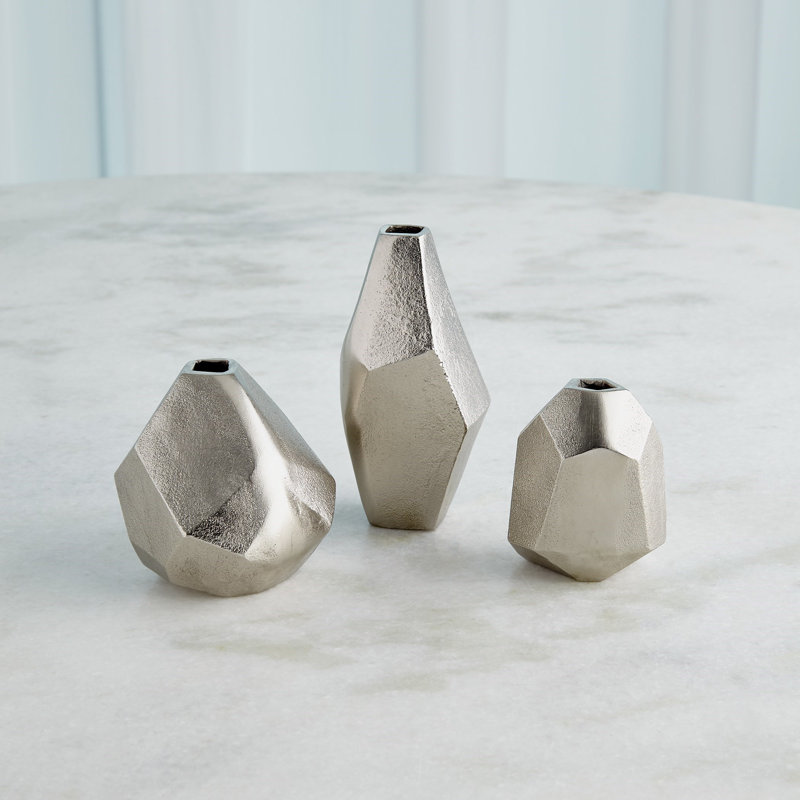 Handmade Aluminum Table Vase, Nickel