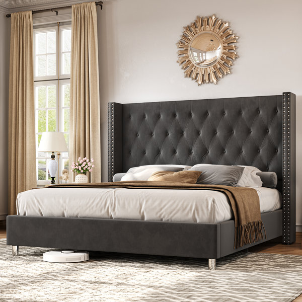 Willa Arlo Interiors Occoquan Upholstered Wingback Bed & Reviews | Wayfair