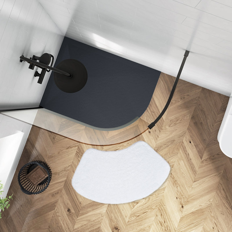 Curved Shower Bath Mat, White