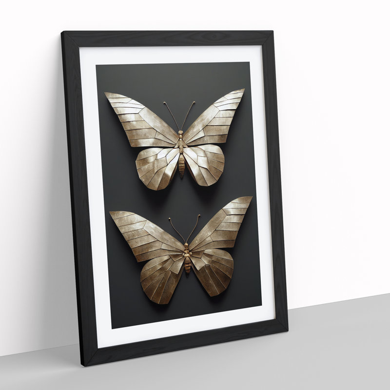 Metal Butterflies - Framed Print, Black, 64cm H x 46cm W