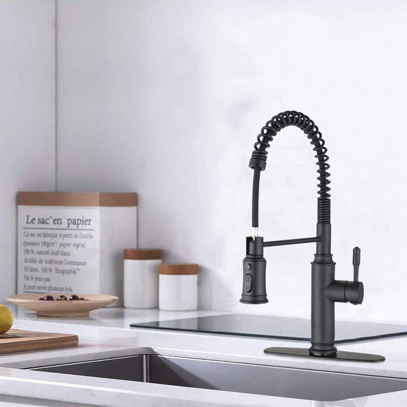 Robinet de cuisine tactile avec douchette extractible, Noir mat