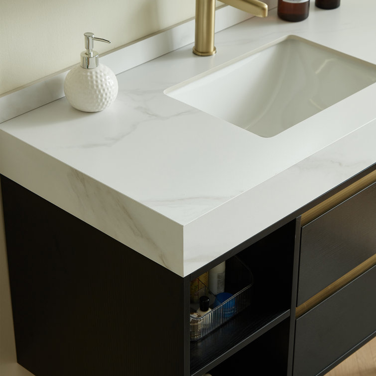 Gorana 39.4'' Single Bathroom Vanity with Cultured Marble Top