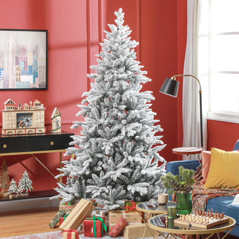 Arbre de Noël artificiel enneigé avec pointes, support en métal pliable, assemblage facile, arbre de Noël articulé pour la maison, le bureau, les Fêtes, vert