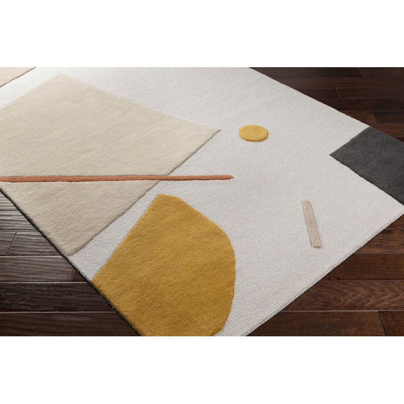 Emma Handmade Tufted Black Spot Wool Area Rug, 6' x 9'