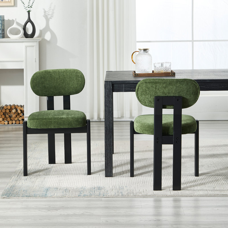 Chaise rembourrée moderne en bois massif avec dossier, belle chaise d'appoint pour salle à manger, bureau et salon, Vert