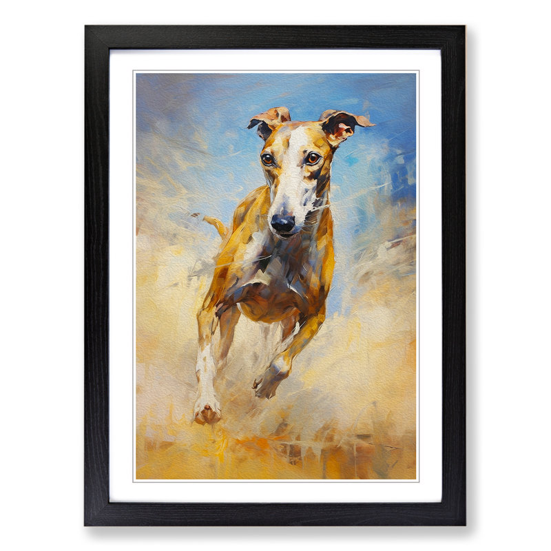 Greyhound Impressionism - Single Picture Frame Print on Wood
