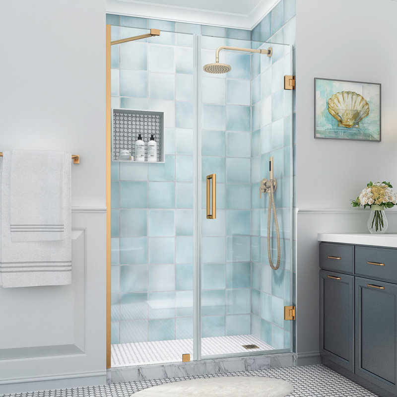 Belmore XL 50.25 - 51.25 in. W x 80 in. H Frameless Hinged Shower Door with StarCast Glass