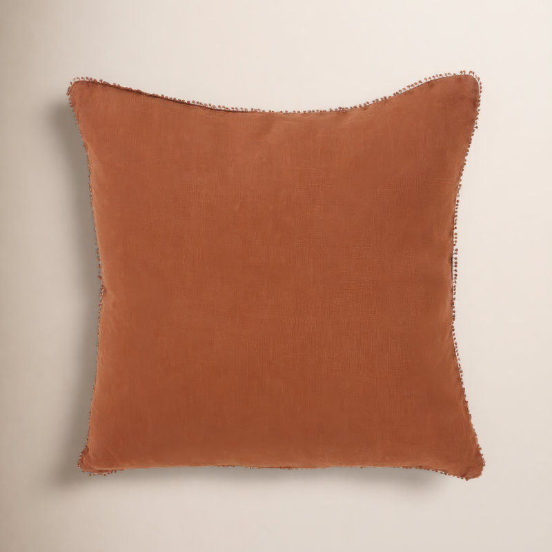 Garter Linen Down Throw Pillow, Terracotta
