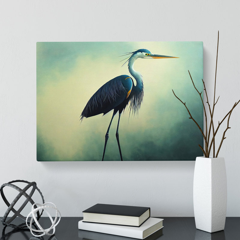 Five Star Heron Bird - Wrapped Canvas, 35cm H x 50cm W x 3cm D