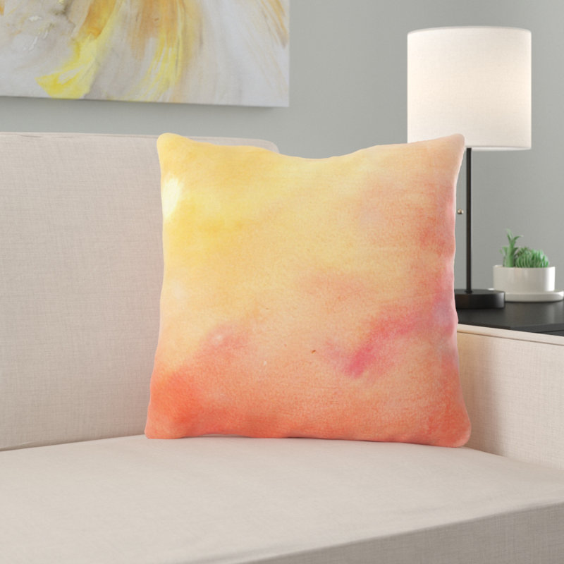 Coussin décoratif aquarelle Alvie, Microsuède, Intérieur
