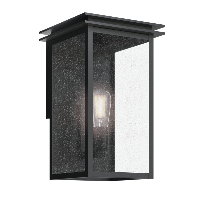 1-Light Outdoor Wall Light with Clear Seeded Glass, 14" H x 8.50" W x 8.50" D