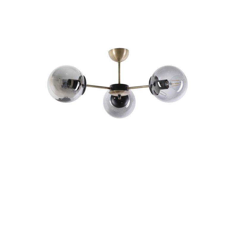 Lustre de style scandinave, 21,7 po de diamètre x 9,8 po de hauteur, fabrication 100% métal, finition cuivre et fumée | Peinture séchée au four, revêtement en culot, douille E27, 40 W maximum | Éclairage élégant pour les maisons modernes