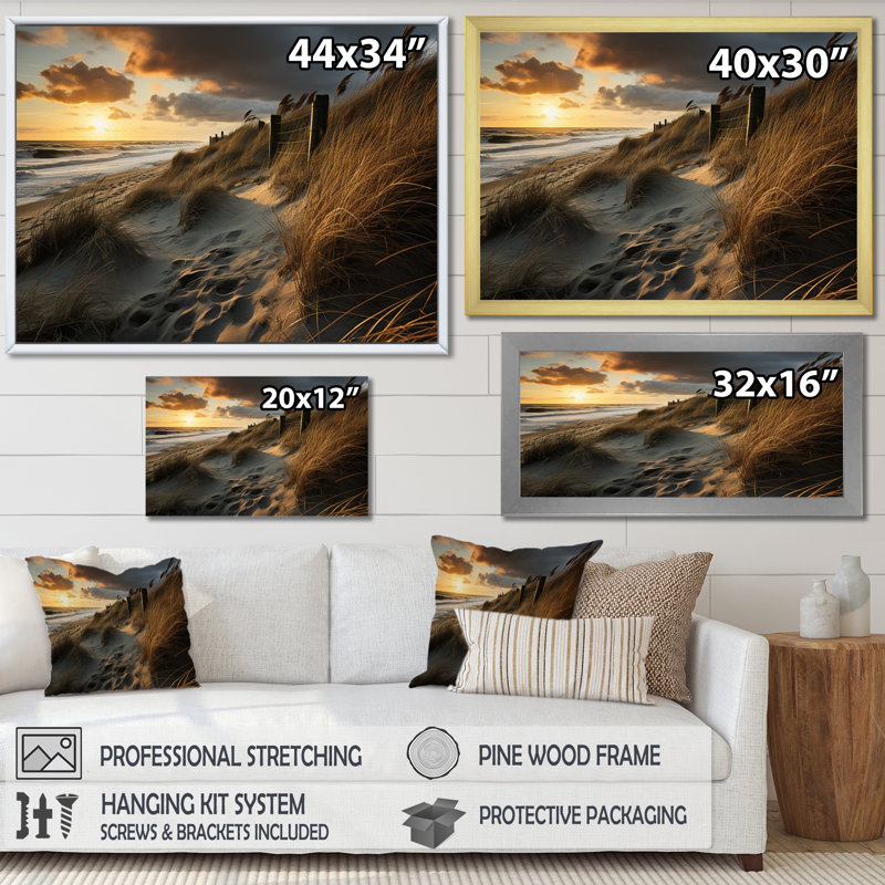 Plage, photo, dune, rêves, impression sur toile, nautique et plage, H 24 po x l 32 po x P 1 po, Toile tendue