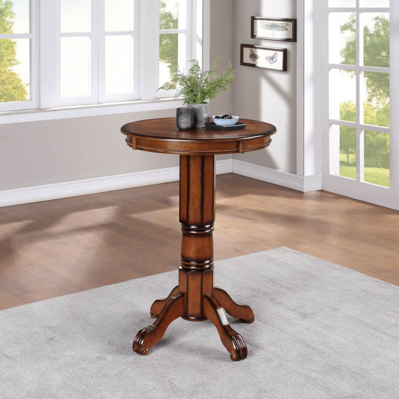 Adelaida 30.25" L Round Solid Wood Table, Brandy