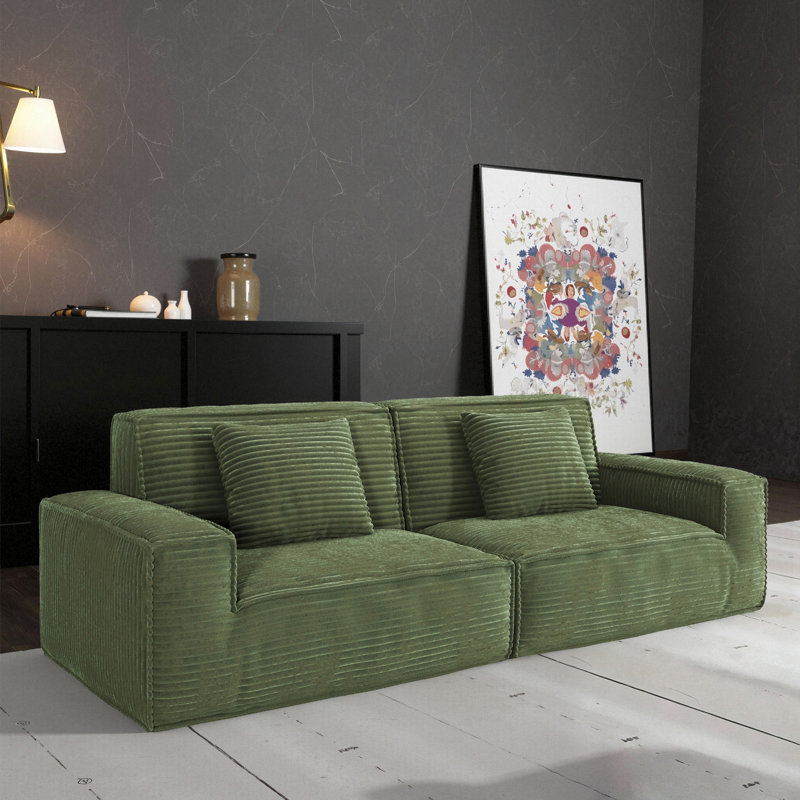 Tissu rayé de 106,3 pouces de largeur, 3 sièges modernes avec compression sous vide et bonne résistance à l'usure, idéal pour la chambre d'amis au toucher doux, appartement