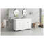 Ensemble de meuble-lavabo blanc 60 po avec lavabo double en résine, ensemble de meuble-lavabo autoportant avec 3 tiroirs à fermeture douce, 4 portes avec tablettes à double couche, pieds en bois massif, pour la salle de bain