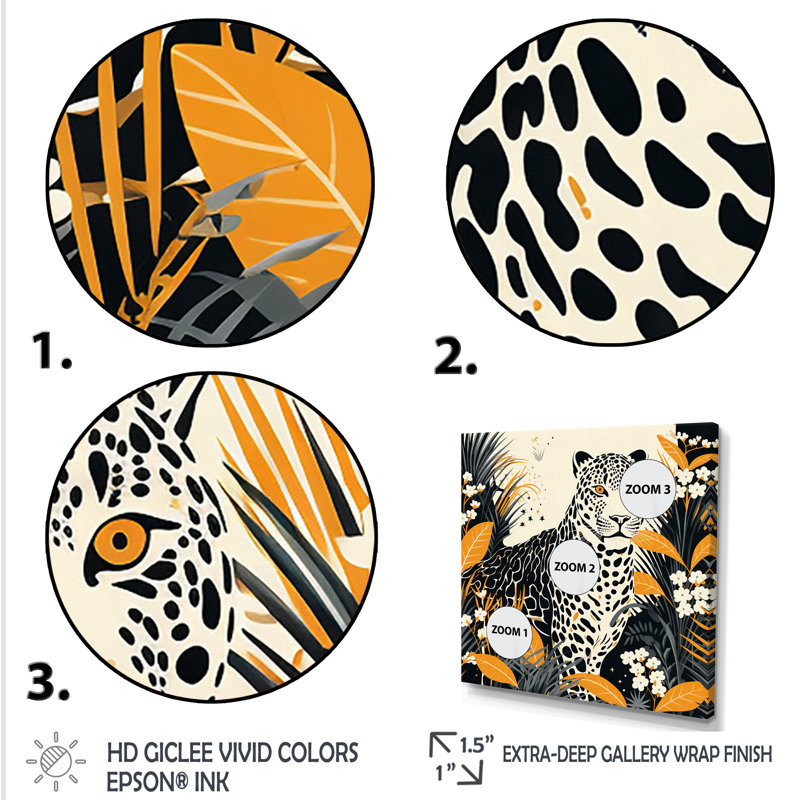 Jaune et bleu léopard collage III - art mural léopard / guépard, Toile tendue, H 16 po x l 16 po x P 1 po