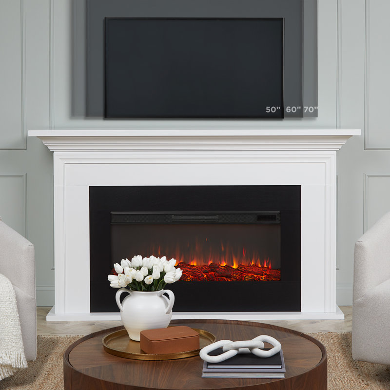 Cleo 76" Landscape Electric Fireplace In White