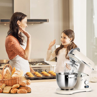 Mélangeur sur socle commercial de 8,4 pintes 800 W avec moulage sous pression en aluminium conforme à la norme NSF / ANSI 8-2023, Mélangeur de cuisine électrique sur socle avec bol en acier inoxydable de 8 L, crochet à pâte, fouet et batteur