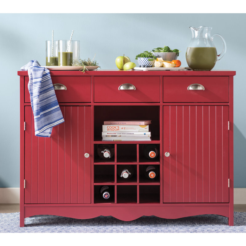 Arborvine Buffet Server Console Table With 9 Bottle Wine Storage
