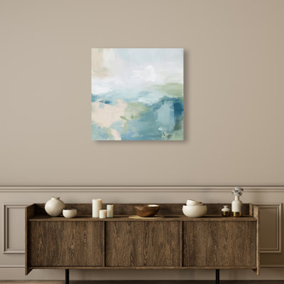 Turquoise Echoes I Canvas Abstract Print by Oliver Gal, Black Frame, 12 x 12