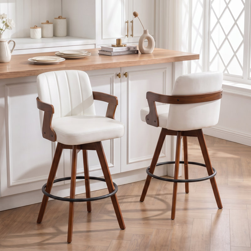 Tabouret de bar pivotant Jarissa, Blanc