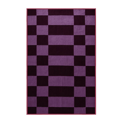 Machine Washable Checkered Purple Area Rug