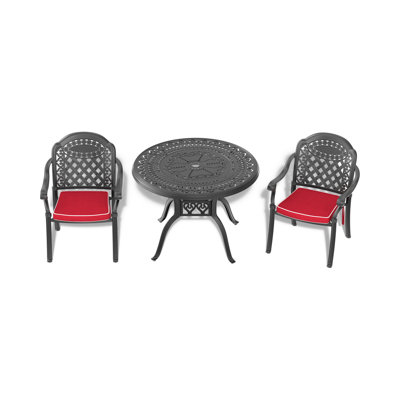 (Cushions In  Random Colors)3-Piece Set Of Cast Aluminum Patio Furniture With  Cushions