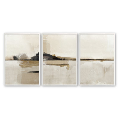 " Modern Neutral Abstract " by Line2Form 3 - Pieces Painting Print