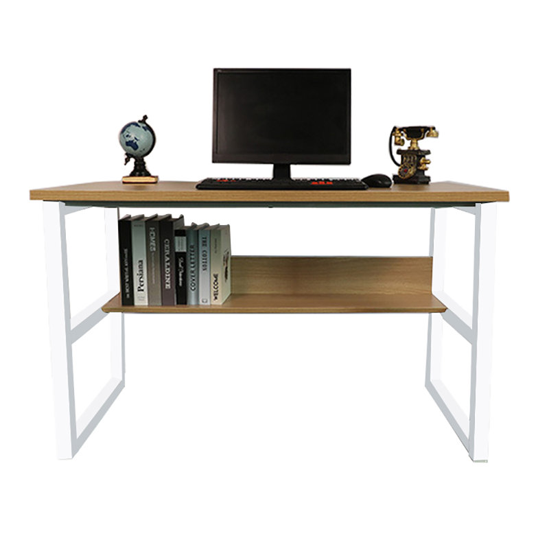 Sandita Computer Desk with Open Shelves, Office/Home Universal Storage Desk, Writing Desk Computer Desk with, Burlywood/White