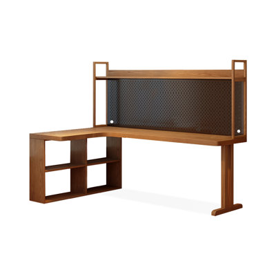 Bureau en L en bois massif Burlywood, bureau