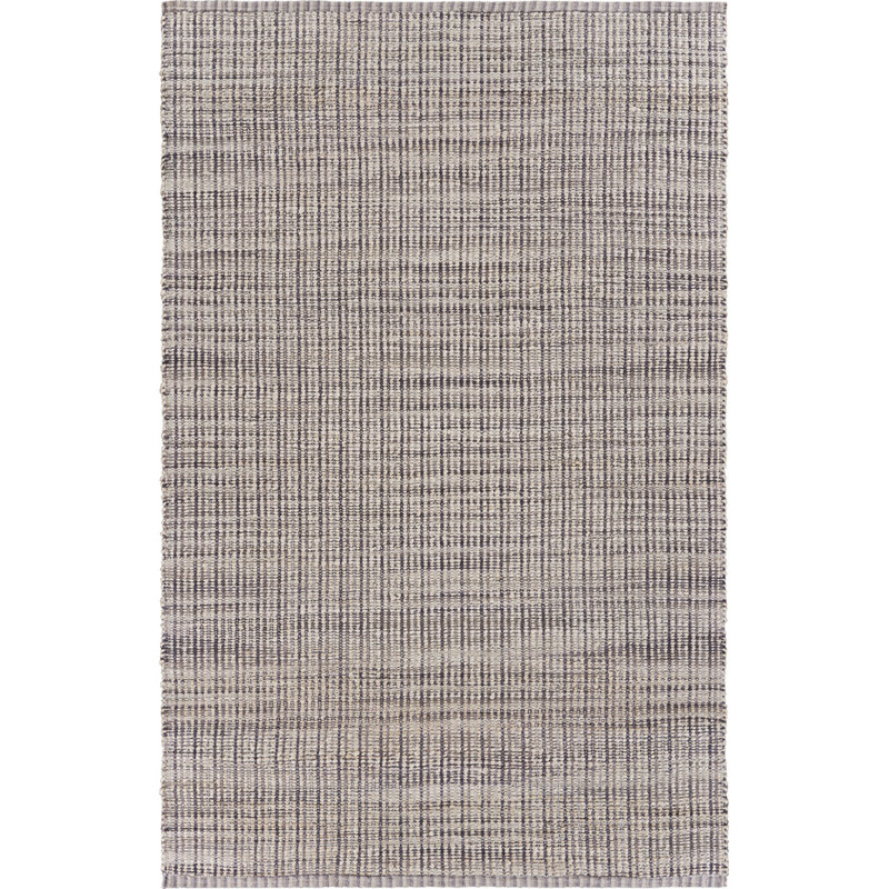 Coomes Striped Hand Braided Jute/Cotton Gray Area Rug, Rectangle 9' x 12'