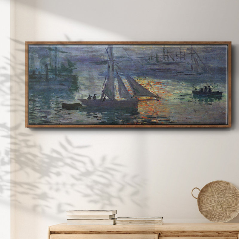 «Sunrise at Sea» par Monet - toile encadrée, H 20 po x l 50 po
