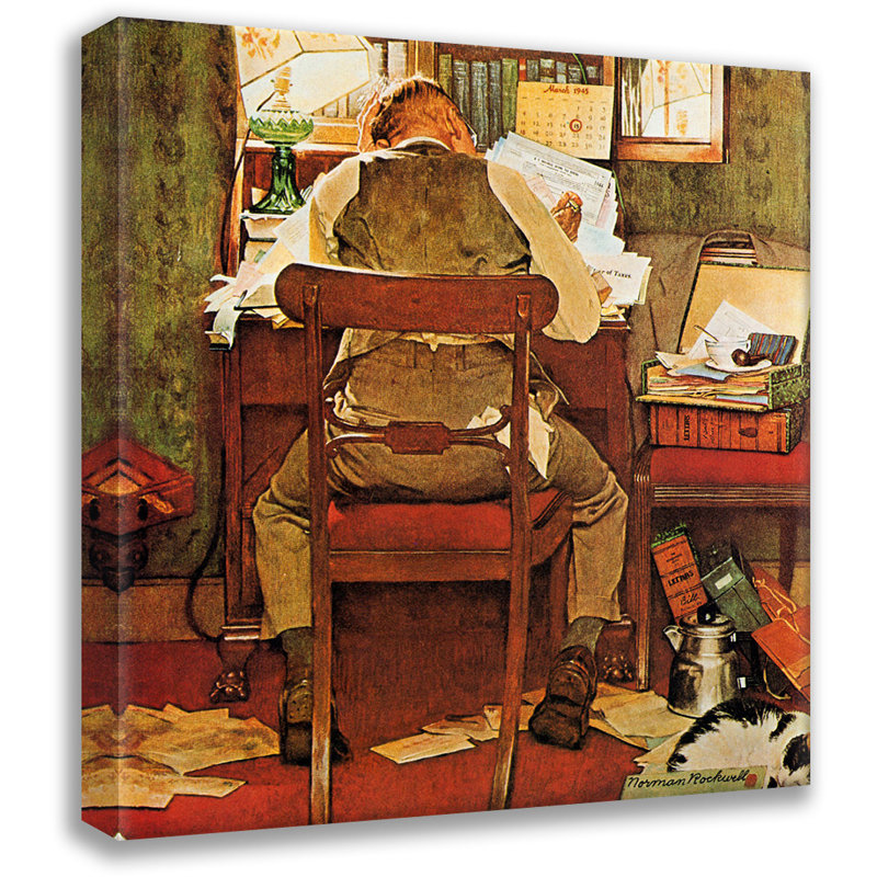 «Taxes 1945» par Norman Rockwell, toile tendue avec châssis, H 48 po x l 33 po