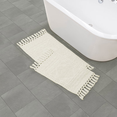 French Connection Dekker 100% Cotton Bath Rug Set In Ivory