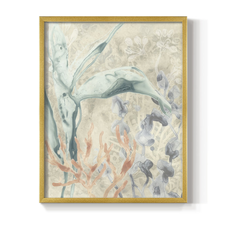 «Ocean Lace I», reproduction encadrée - bois massif, H 11 po x l 9 po, Doré