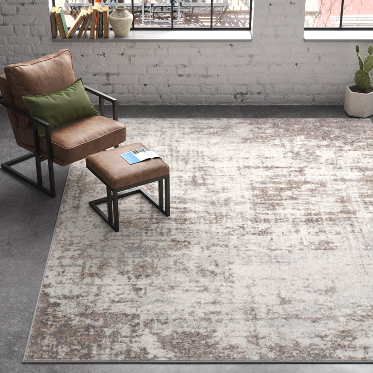 Haisley Abstract Charcoal/Light Gray/White Area Rug 7’10 x 10” 