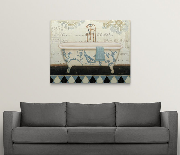 Lavande Marche de Fleurs Bath II par Lisa Audit - impression d'art graphique, H 16 po x l 20 po x P 1,5 po, Toile