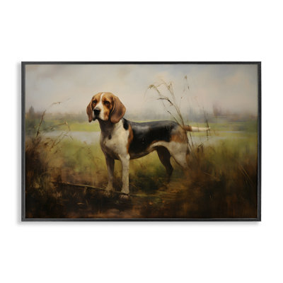 Beagle Dog Rural Field Giclee Art by Petal Prints Design