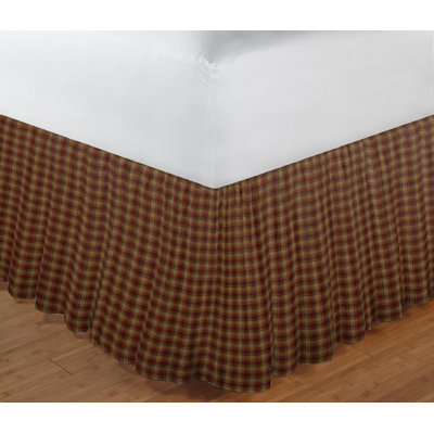 Tan And Gold Rustic Checks Ruffled Bed Skirt
